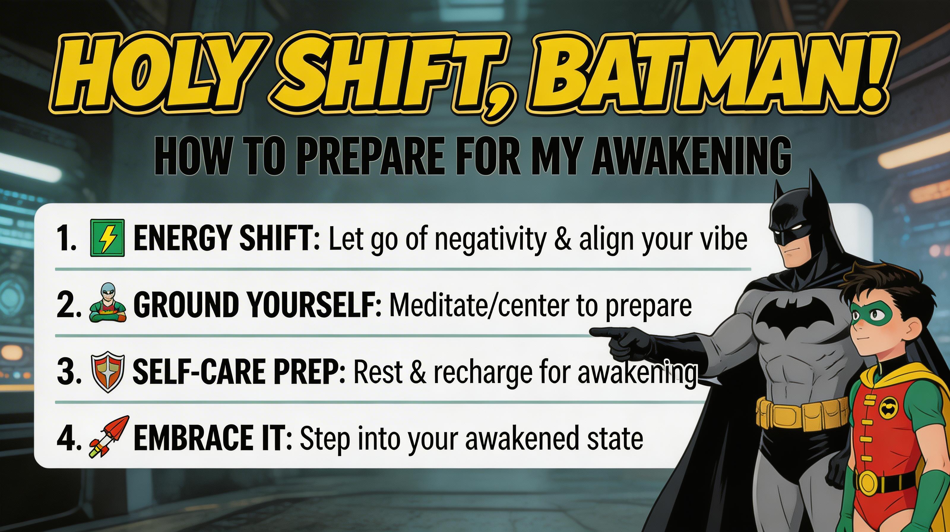 Holy Shift, Batman, How to Prepare for My Awakening